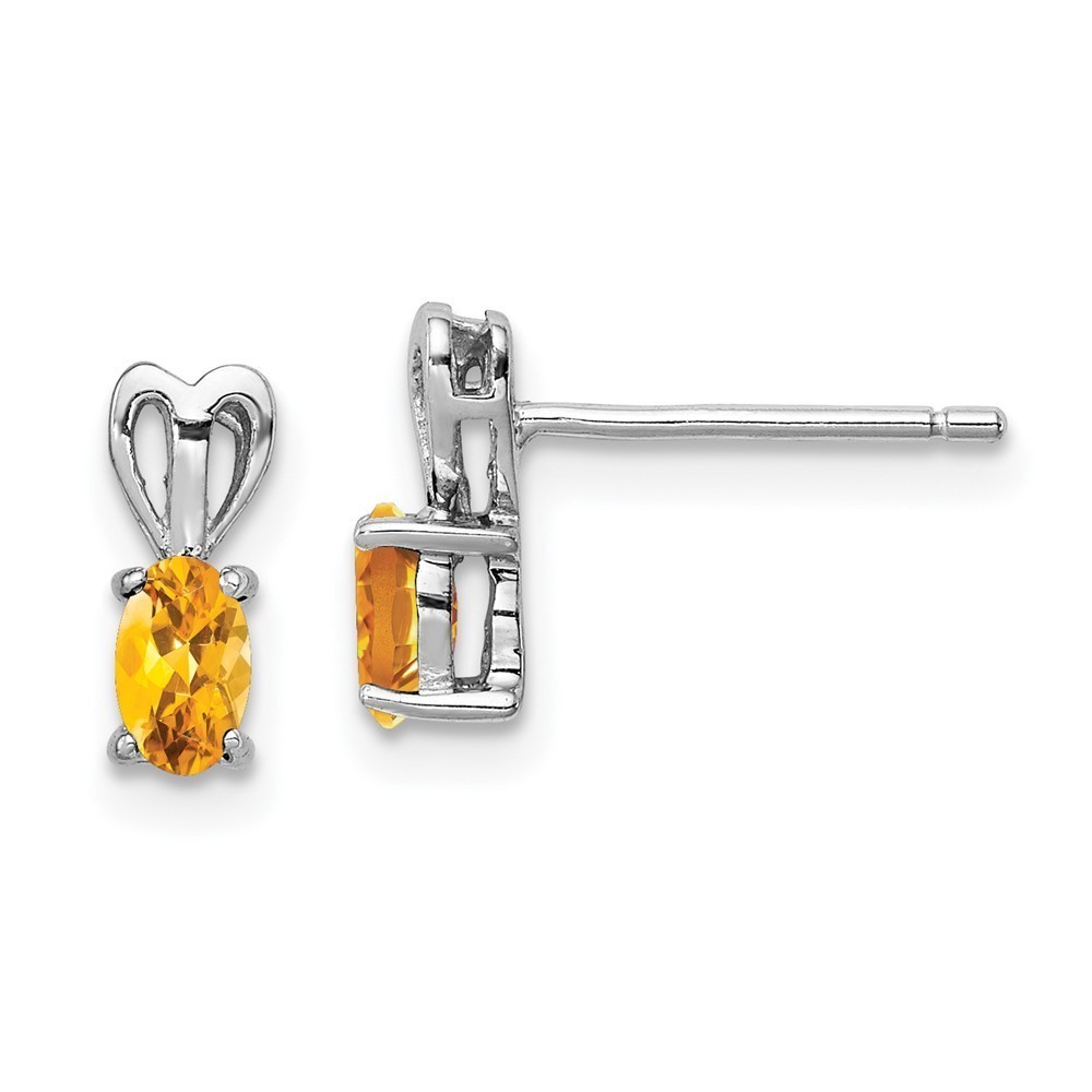 925 Sterling Silver Citrine (November Birthstone) Earrings 10 mm x 4 mm